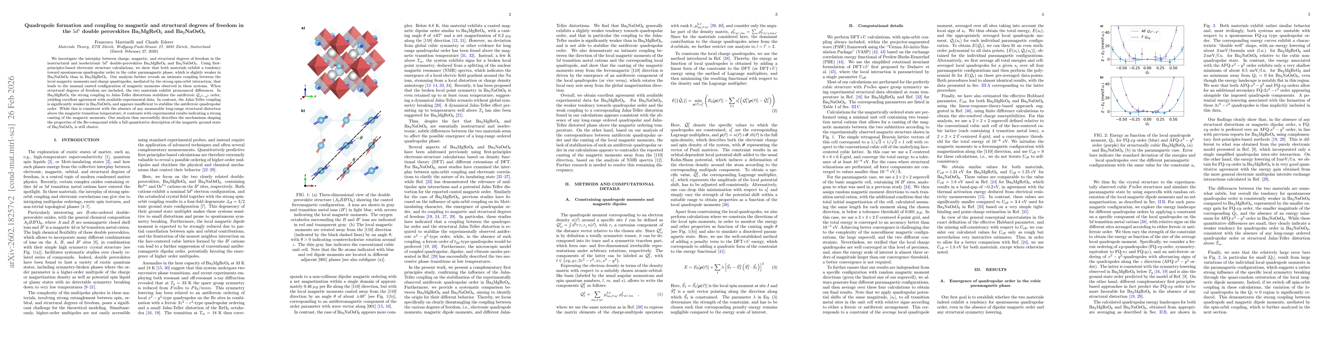 Thumbnail for Quadrupole formation and coupling to magnetic and structural degrees of freedom in the $5d^1$ double perovskites Ba$_2$MgReO$_6$ and Ba$_2$NaOsO$_6$