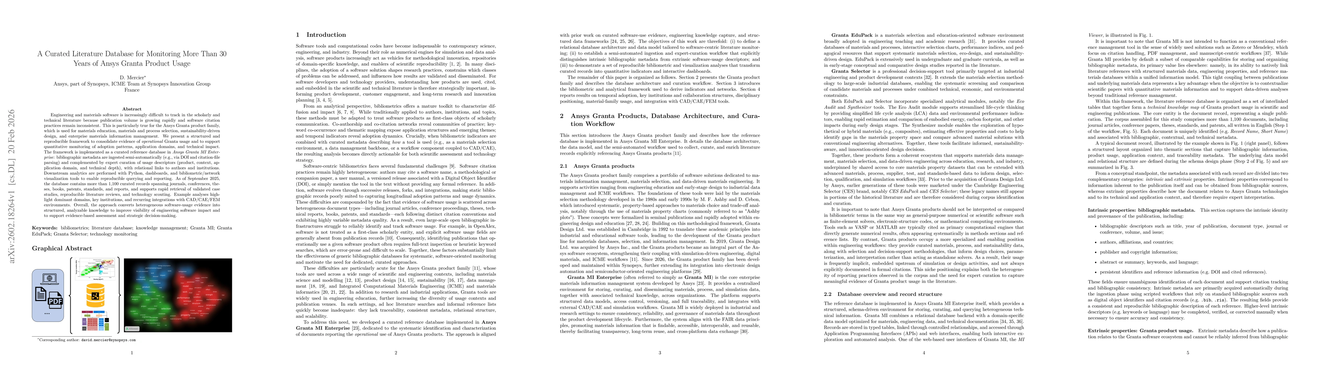 Thumbnail for A Curated Literature Database for Monitoring More Than 30 Years of Ansys Granta Product Usage