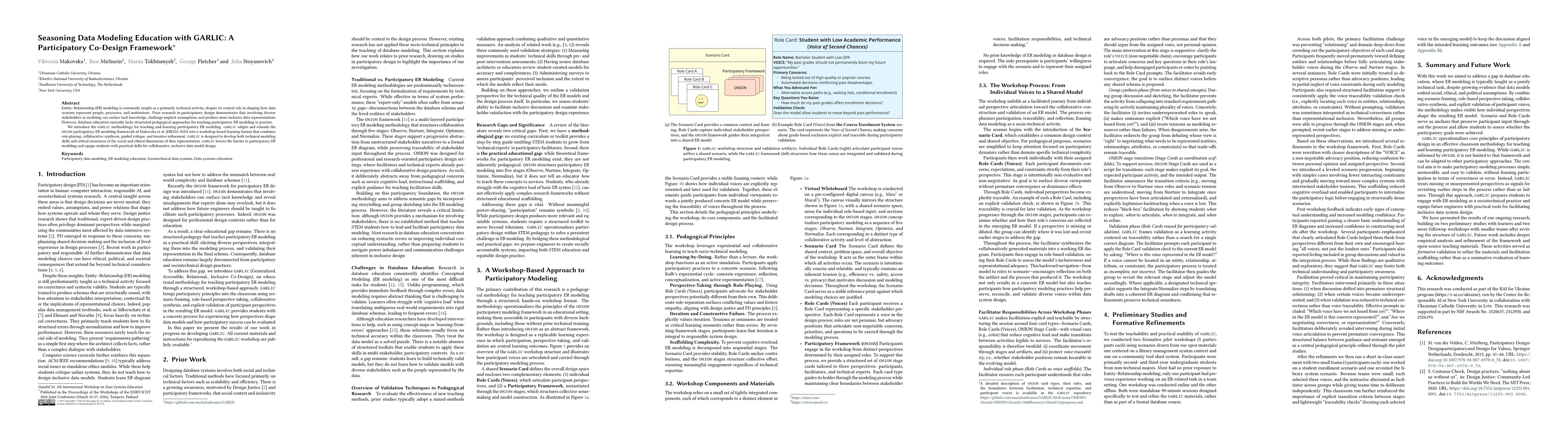 Thumbnail for Seasoning Data Modeling Education with GARLIC: A Participatory Co-Design Framework