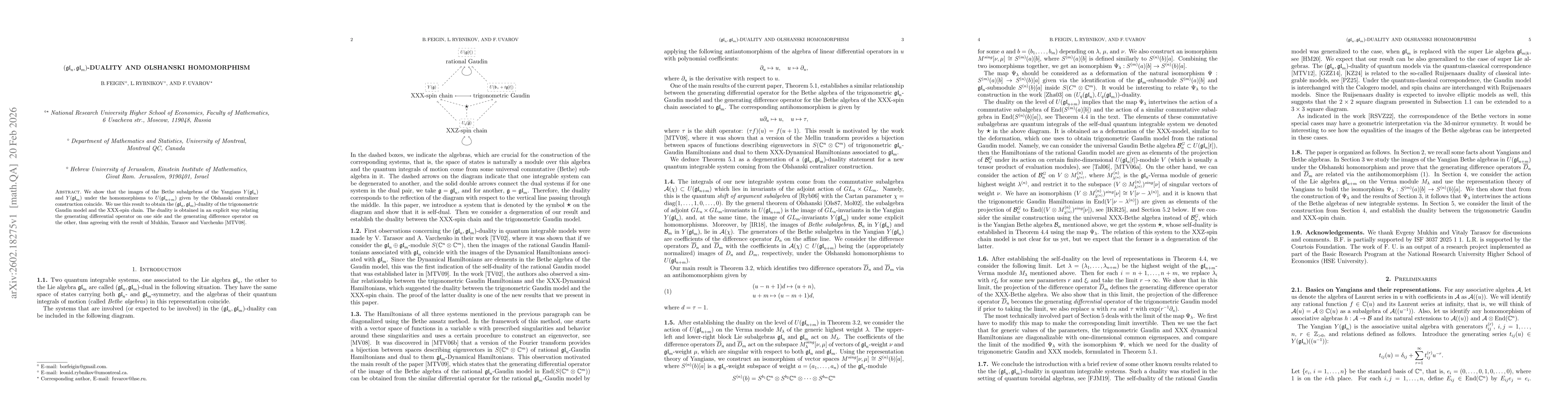 Thumbnail for $(\mathfrak{gl}_{n},\mathfrak{gl}_{m})$-duality and Olshanski homomorphism