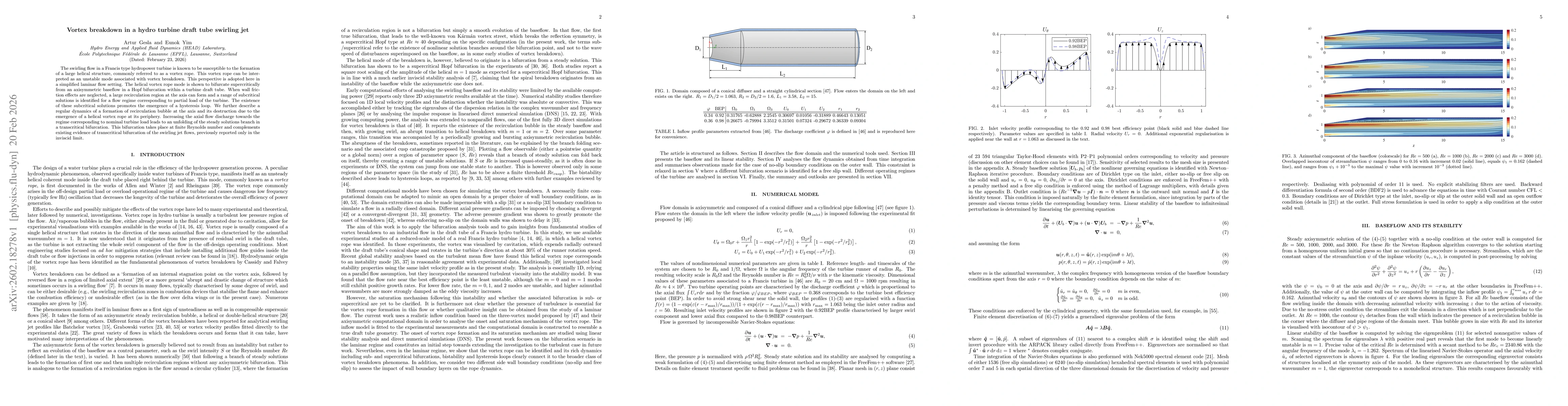 Thumbnail for Vortex breakdown in a hydro turbine draft tube swirling jet