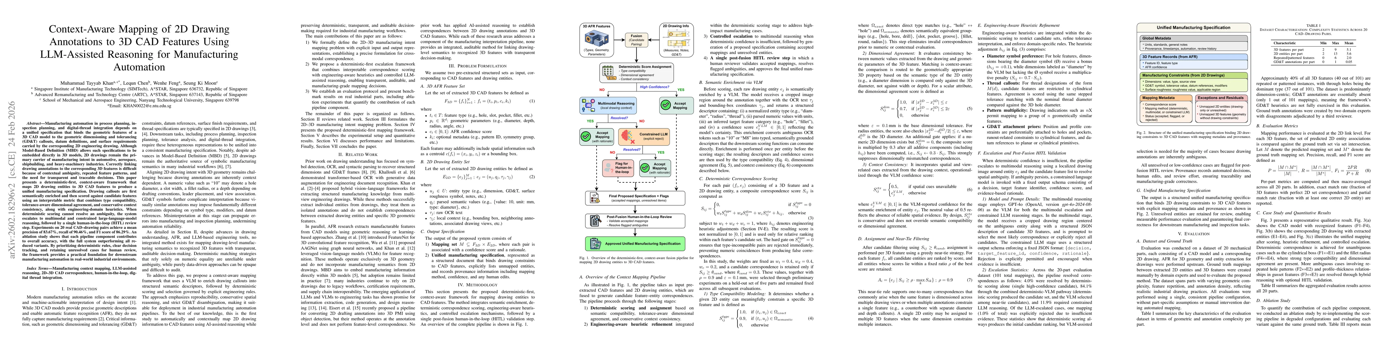 Thumbnail for Context-Aware Mapping of 2D Drawing Annotations to 3D CAD Features Using LLM-Assisted Reasoning for Manufacturing Automation