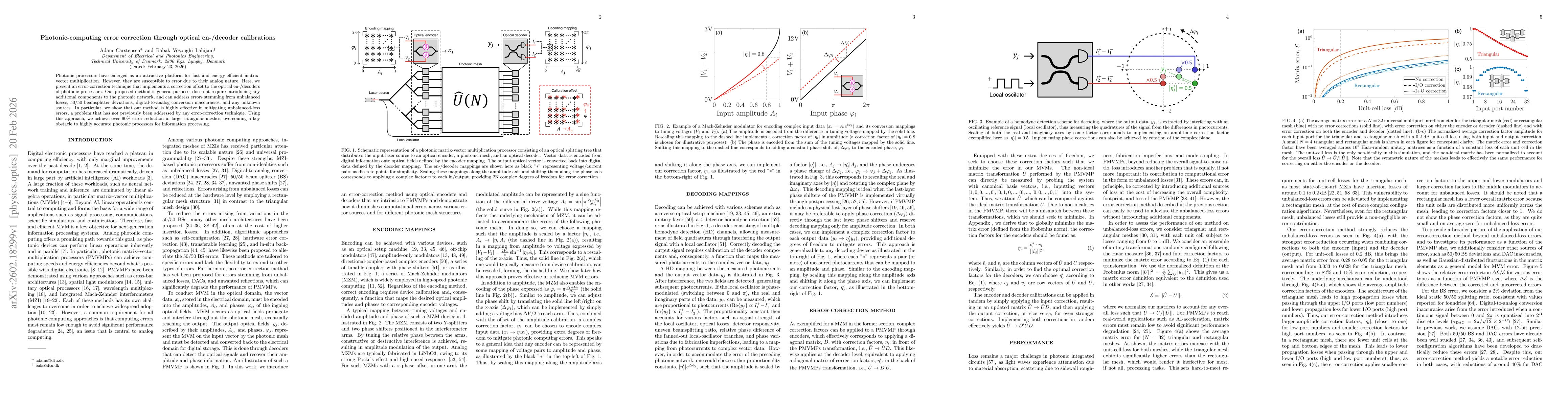 Thumbnail for Photonic-computing error correction through optical en-/decoder calibrations