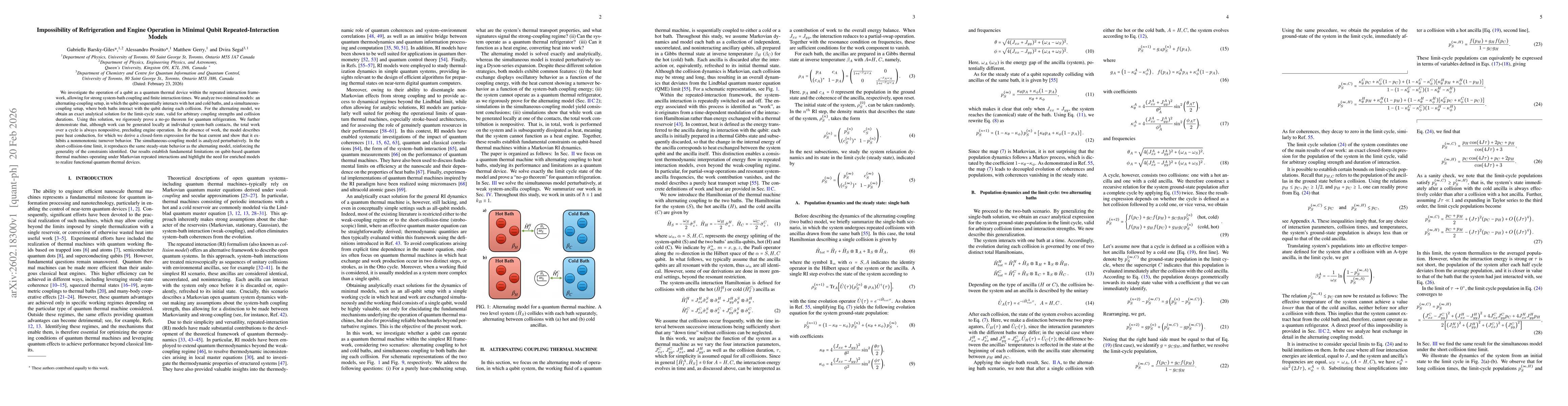 Thumbnail for Impossibility of Refrigeration and Engine Operation in Minimal Qubit Repeated-Interaction Models