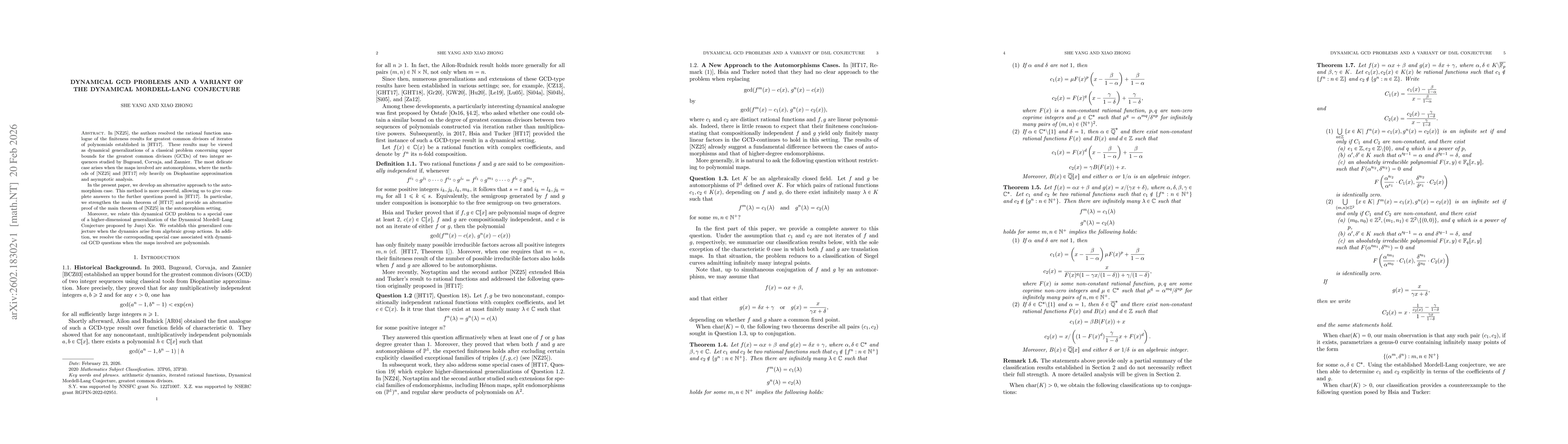 Thumbnail for Dynamical GCD Problems and a Variant of the Dynamical Mordell-Lang Conjecture