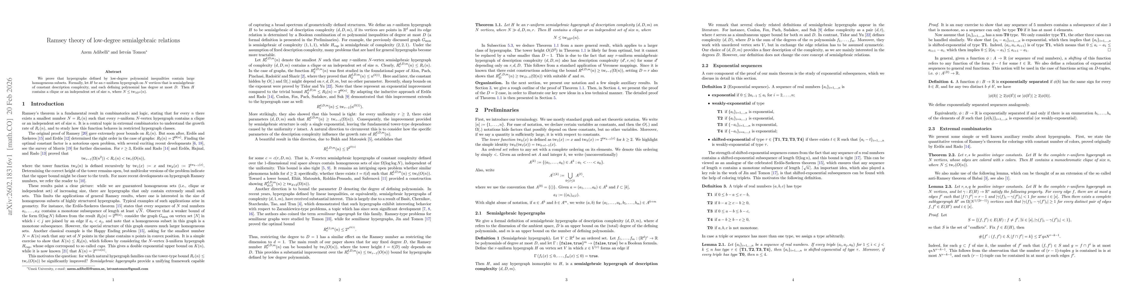 Thumbnail for Ramsey theory of low-degree semialgebraic relations