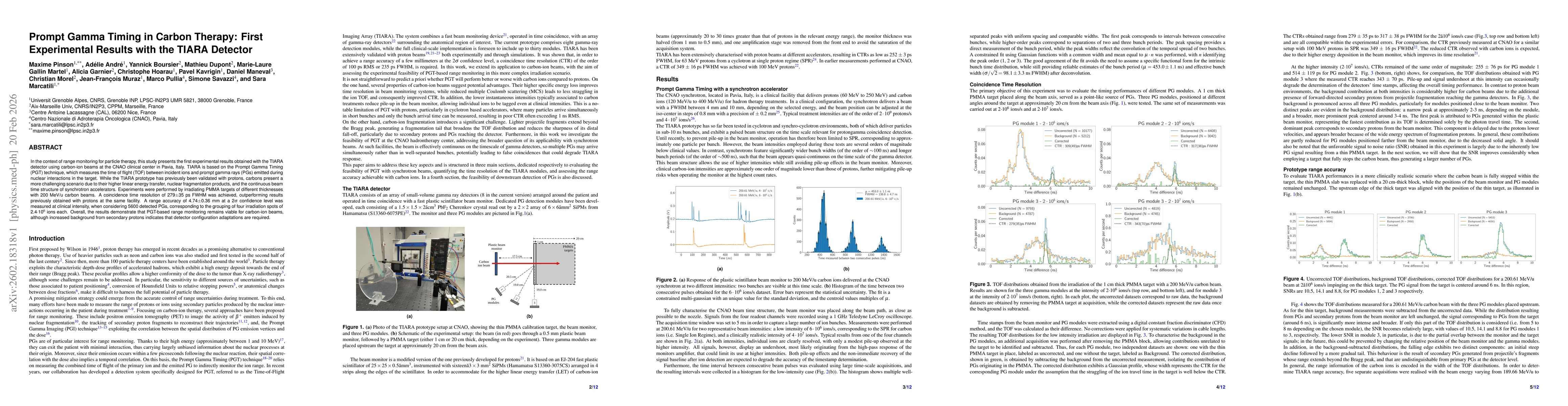 Thumbnail for Prompt Gamma Timing in Carbon Therapy: First Experimental Results with the TIARA Detector