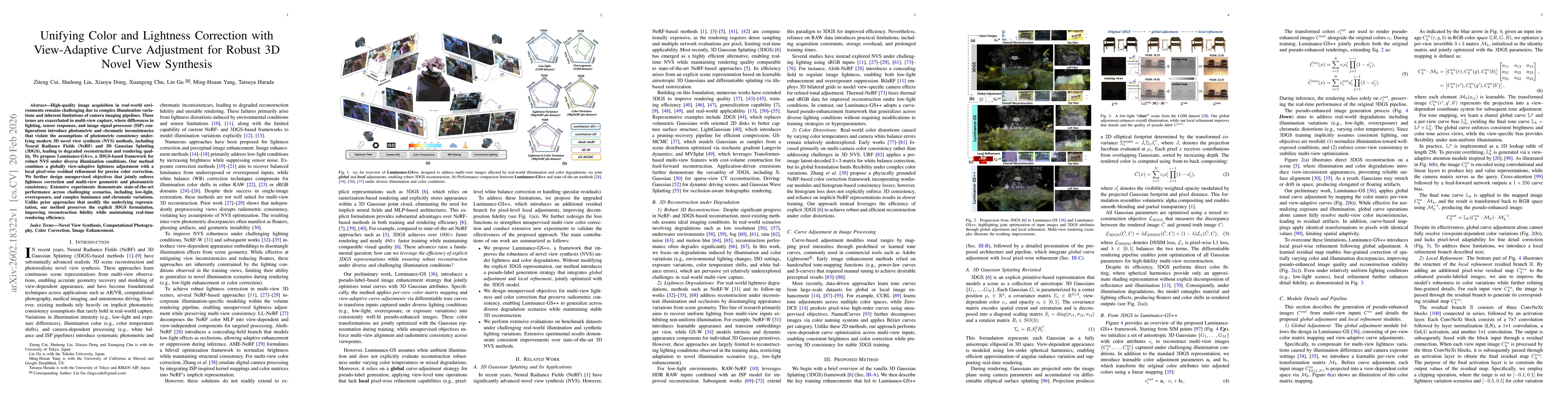 Thumbnail for Unifying Color and Lightness Correction with View-Adaptive Curve Adjustment for Robust 3D Novel View Synthesis