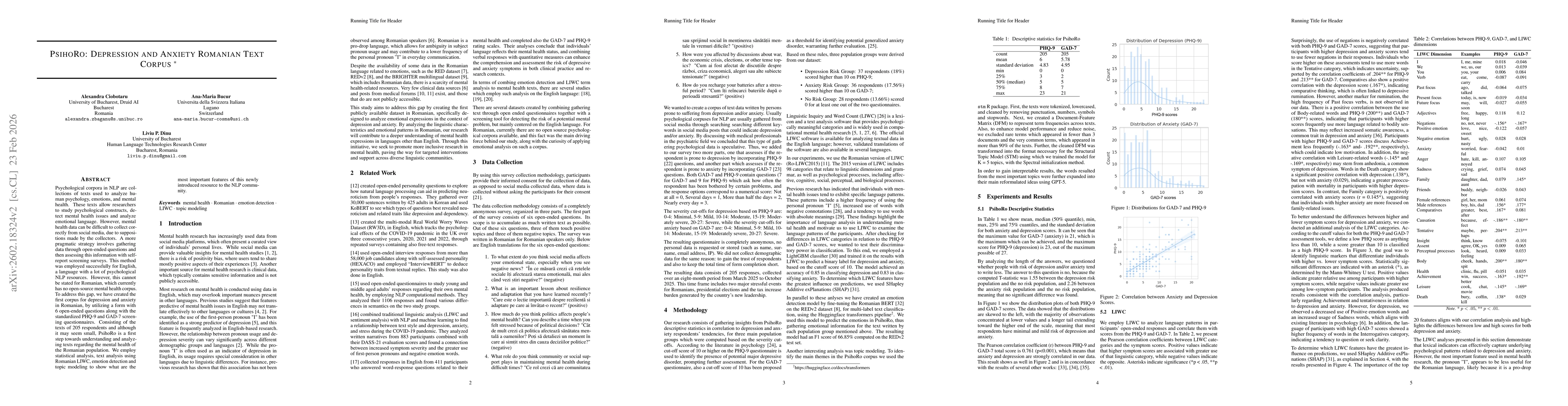 Thumbnail for PsihoRo: Depression and Anxiety Romanian Text Corpus