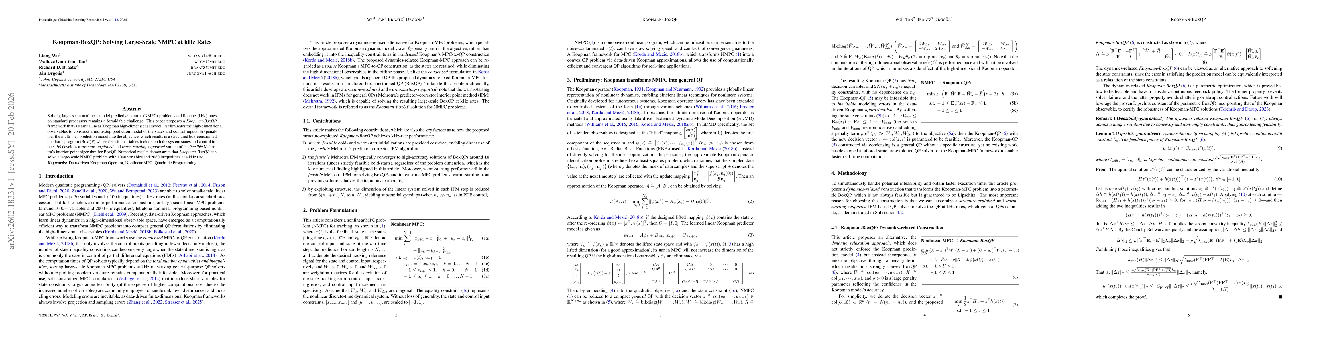 Thumbnail for Koopman-BoxQP: Solving Large-Scale NMPC at kHz Rates