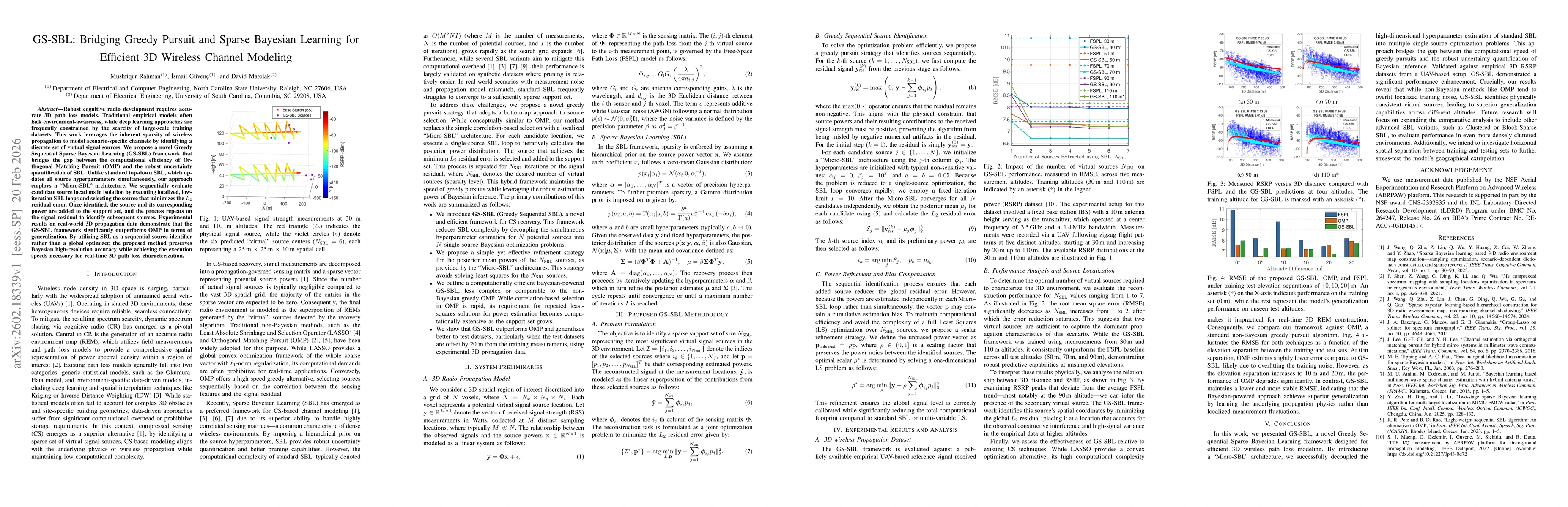 Thumbnail for GS-SBL: Bridging Greedy Pursuit and Sparse Bayesian Learning for Efficient 3D Wireless Channel Modeling