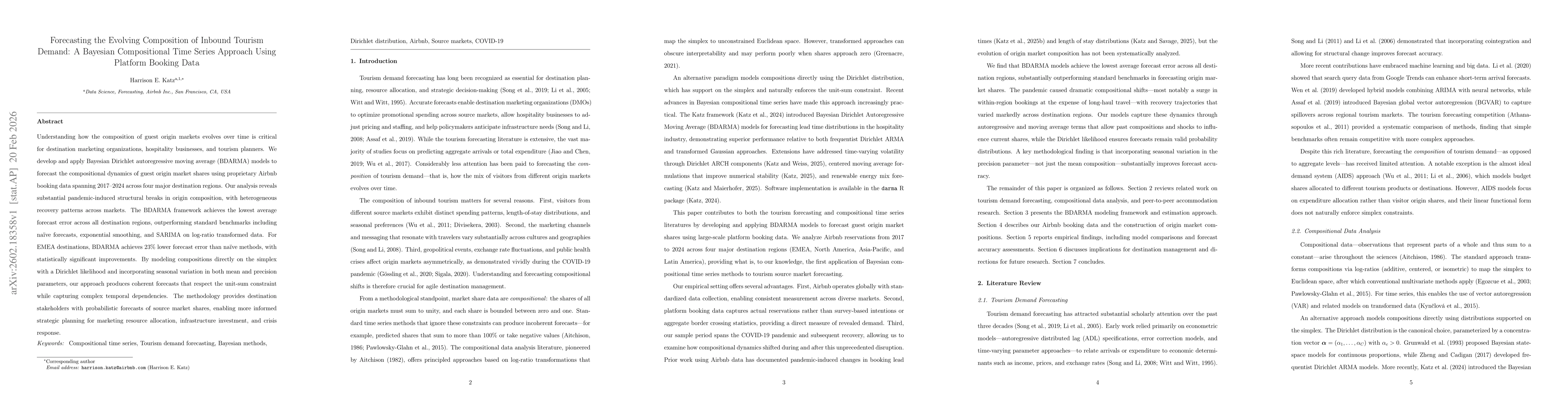 Thumbnail for Forecasting the Evolving Composition of Inbound Tourism Demand: A Bayesian Compositional Time Series Approach Using Platform Booking Data