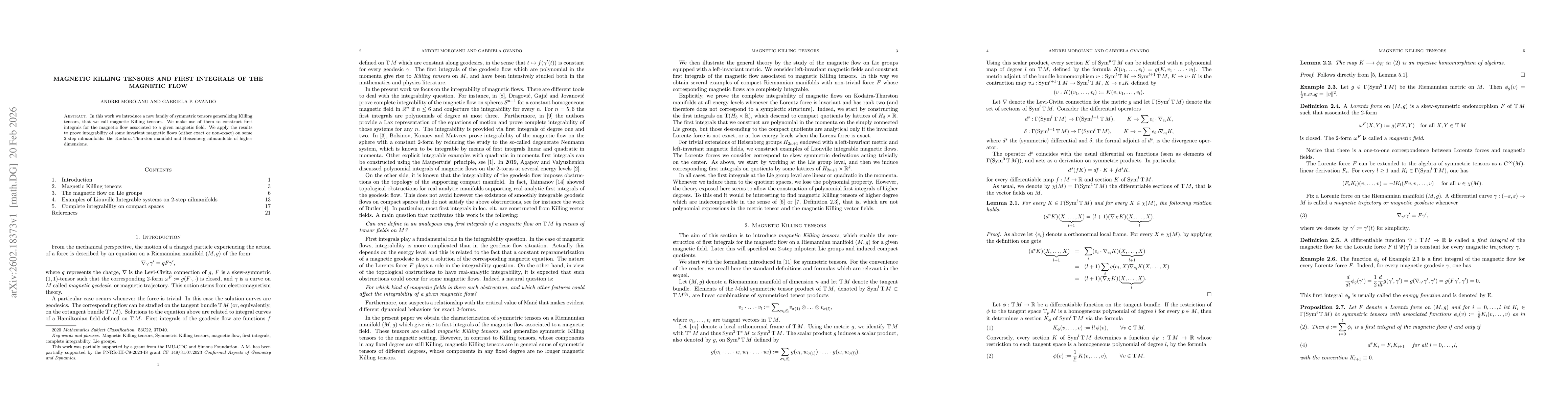 Thumbnail for Magnetic Killing tensors and first integrals of the magnetic flow