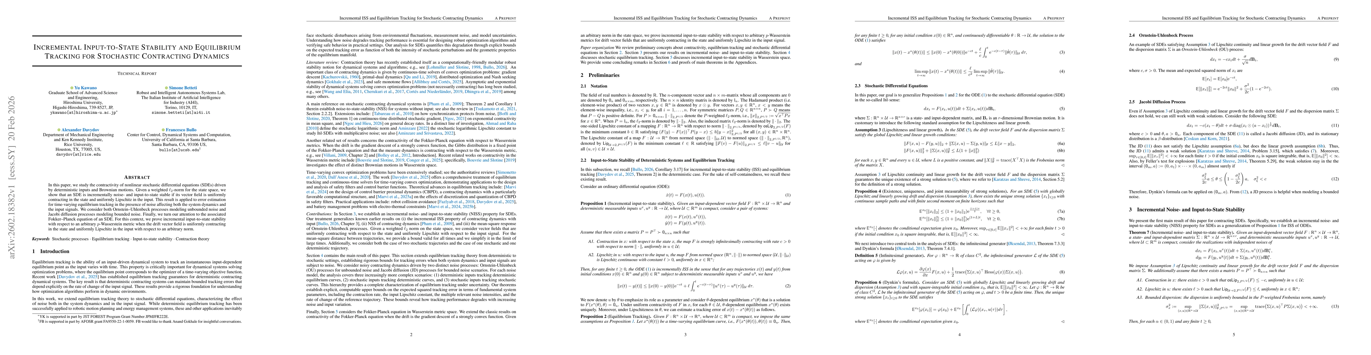 Thumbnail for Incremental Input-to-State Stability and Equilibrium Tracking for Stochastic Contracting Dynamics