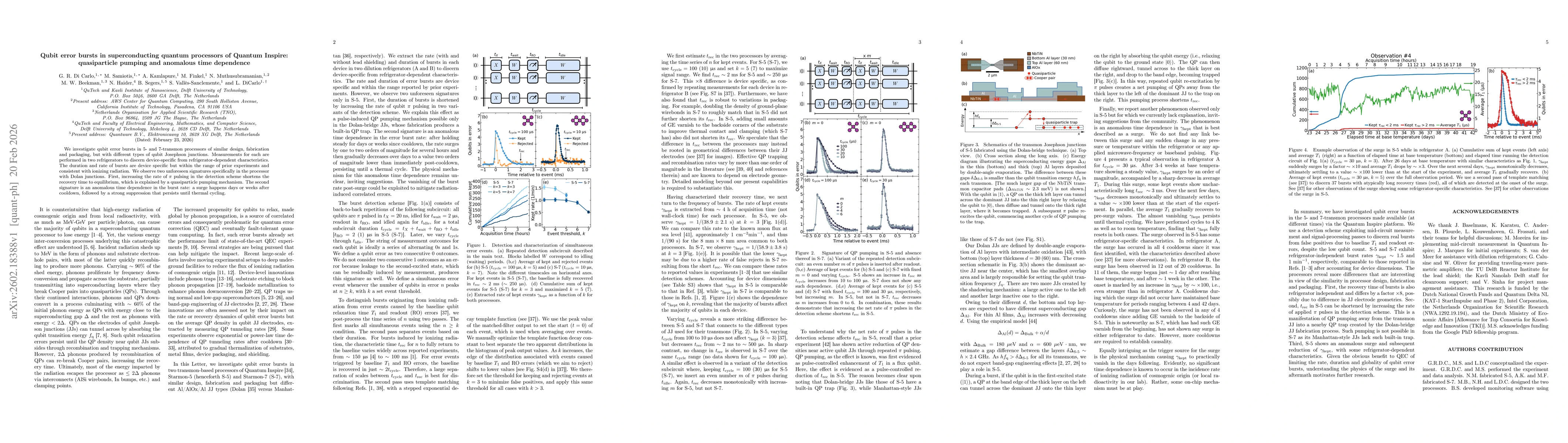 Thumbnail for Qubit error bursts in superconducting quantum processors of Quantum Inspire: quasiparticle pumping and anomalous time dependence