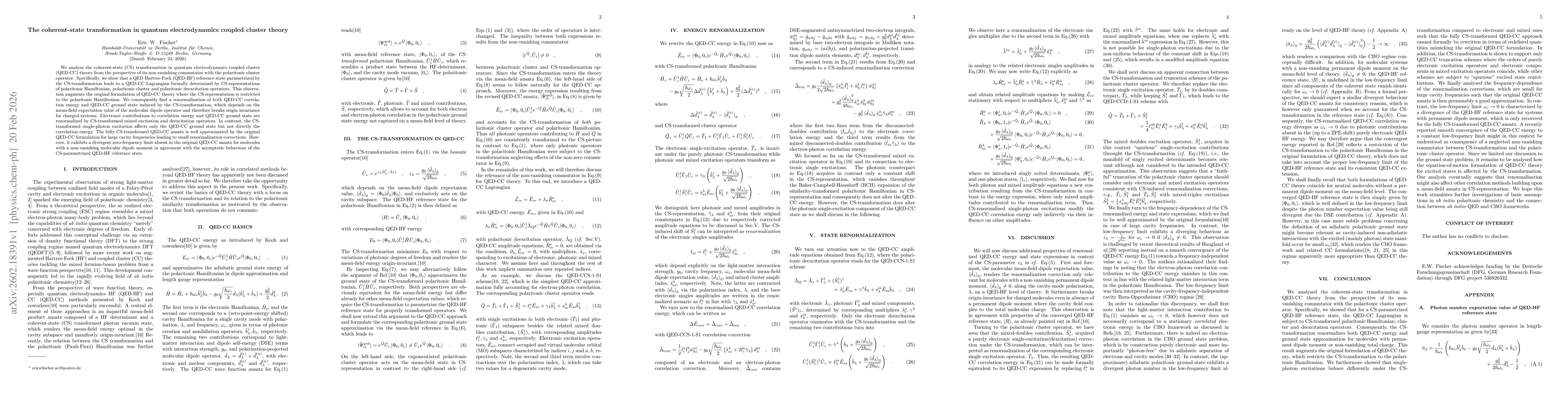 Thumbnail for The coherent-state transformation in quantum electrodynamics coupled cluster theory