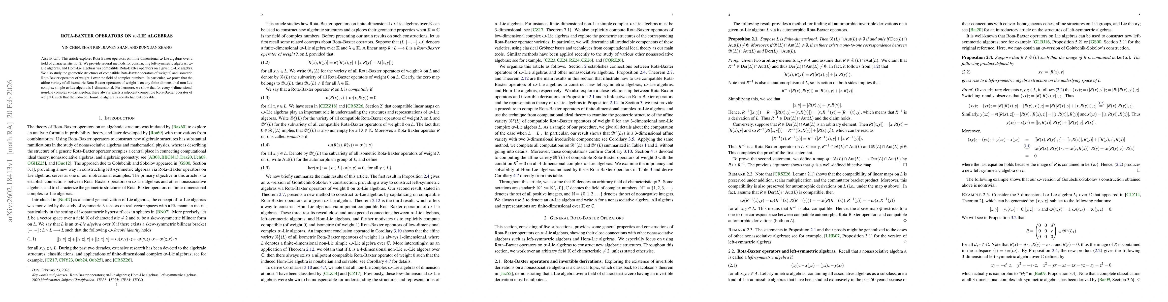 Thumbnail for Rota-Baxter operators on $ω$-Lie algebras