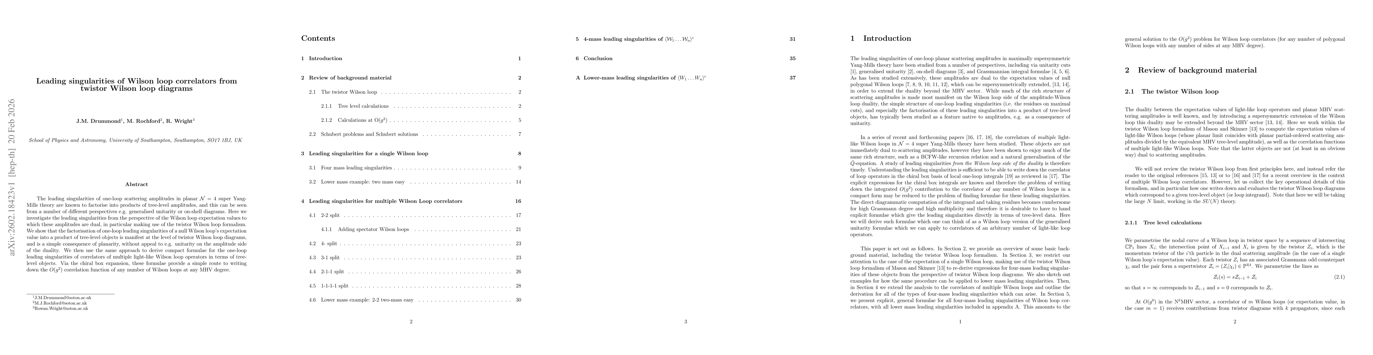 Thumbnail for Leading singularities of Wilson loop correlators from twistor Wilson loop diagrams