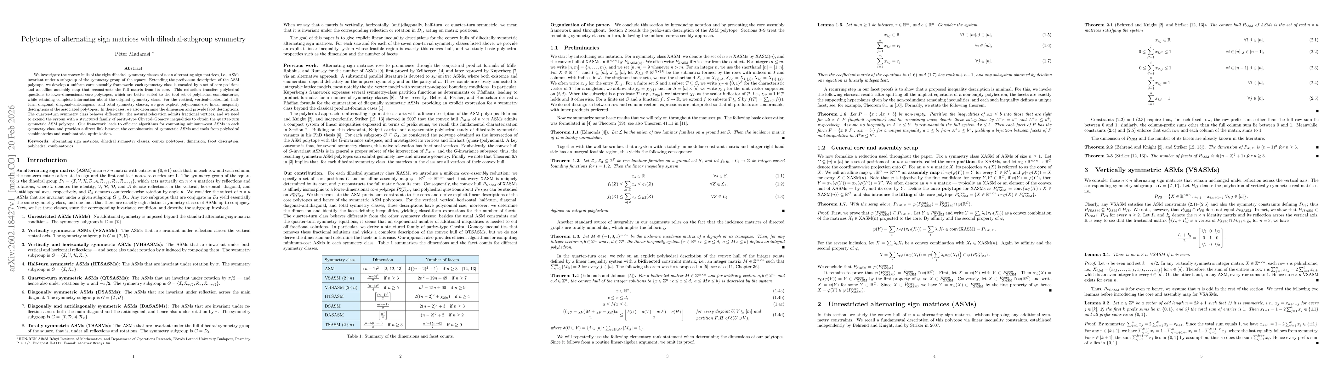 Thumbnail for Polytopes of alternating sign matrices with dihedral-subgroup symmetry