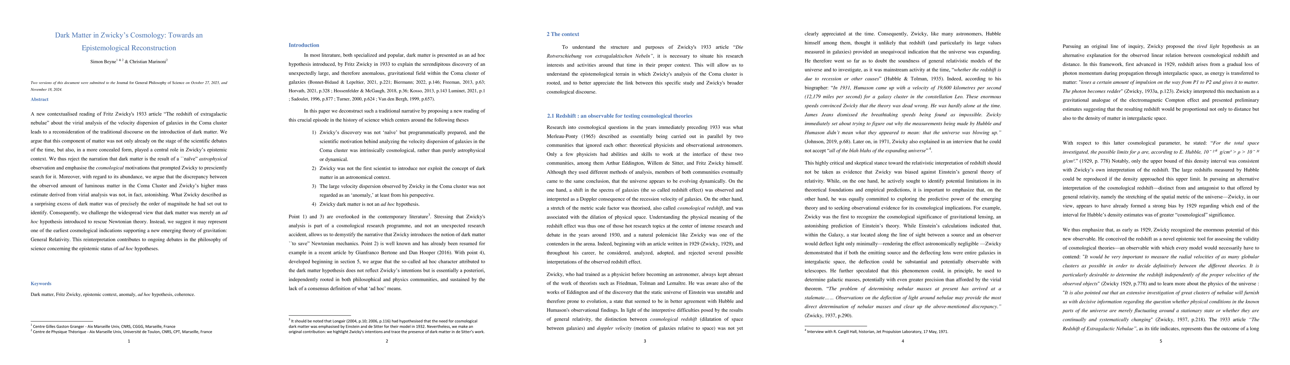 Thumbnail for Dark Matter in Zwicky's Cosmology: Towards an Epistemological Reconstruction