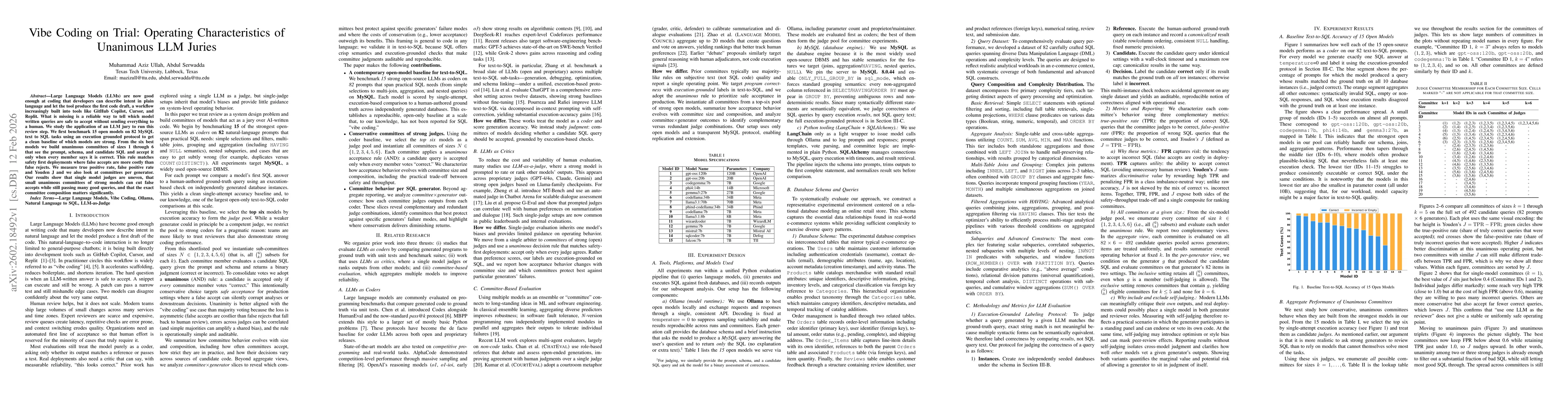 Thumbnail for Vibe Coding on Trial: Operating Characteristics of Unanimous LLM Juries