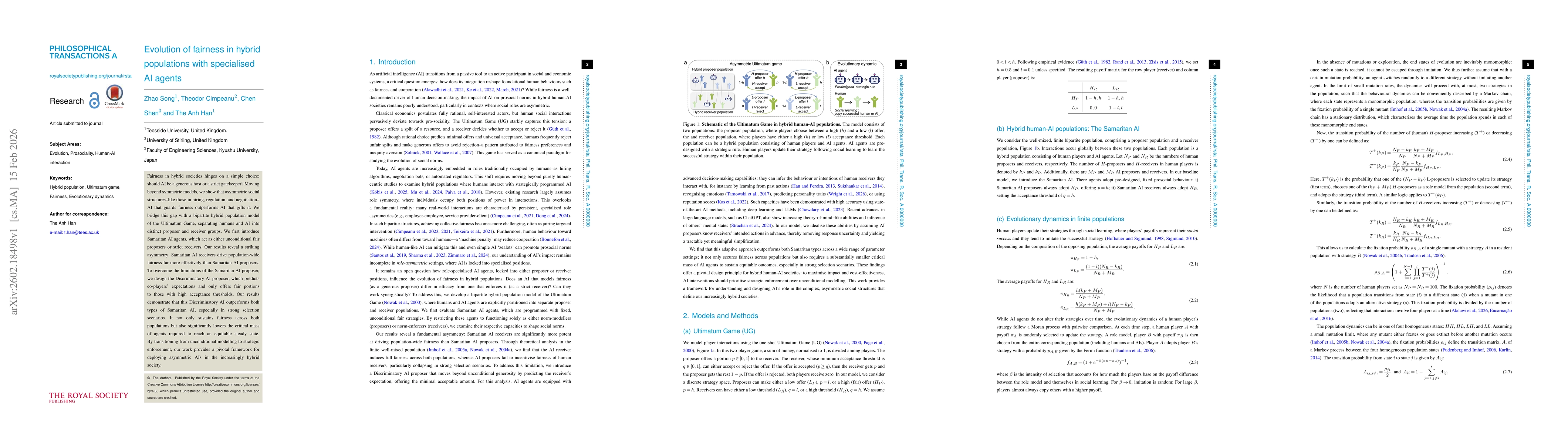 Thumbnail for Evolution of fairness in hybrid populations with specialised AI agents