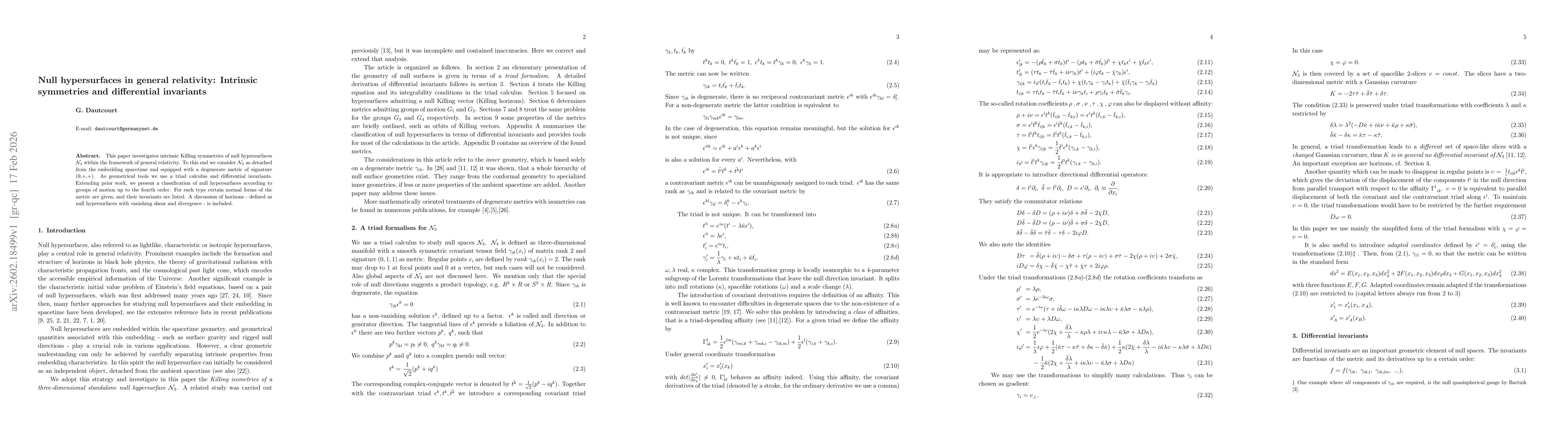 Thumbnail for Null hypersurfaces in general relativity: Intrinsic symmetries and differential invariants