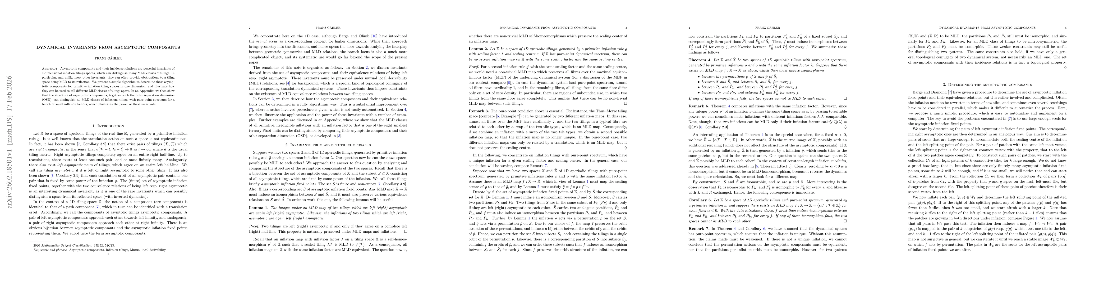 Thumbnail for Dynamical Invariants from Asymptotic Composants