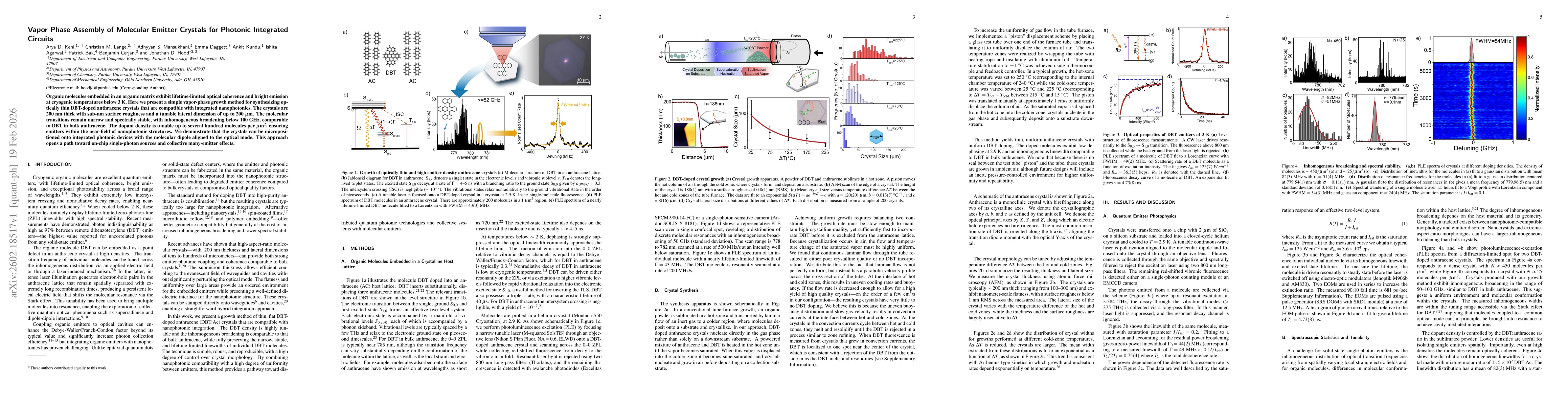 Thumbnail for Vapor Phase Assembly of Molecular Emitter Crystals for Photonic Integrated Circuits