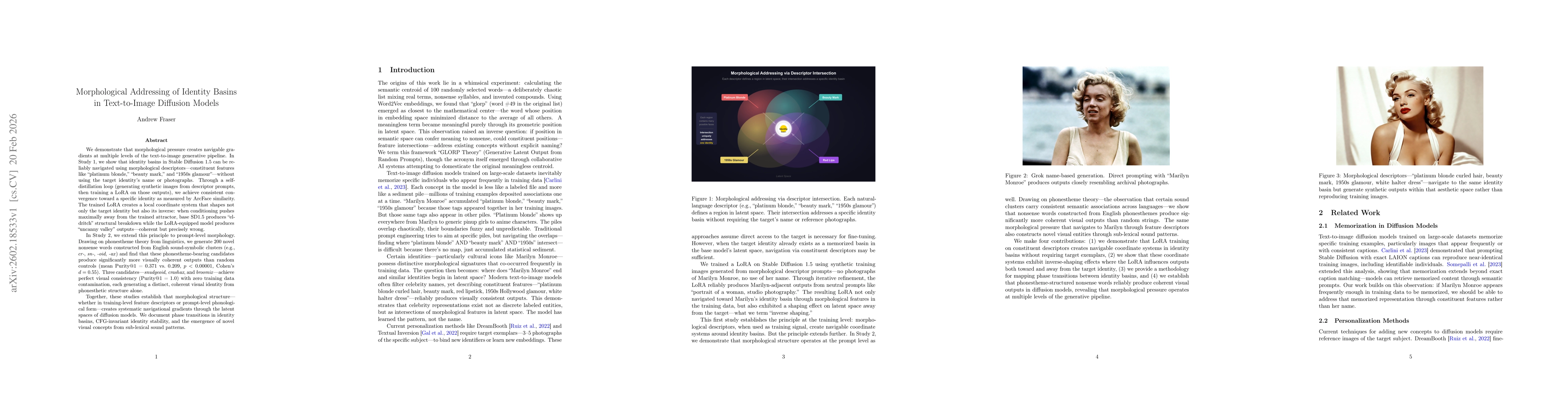 Thumbnail for Morphological Addressing of Identity Basins in Text-to-Image Diffusion Models