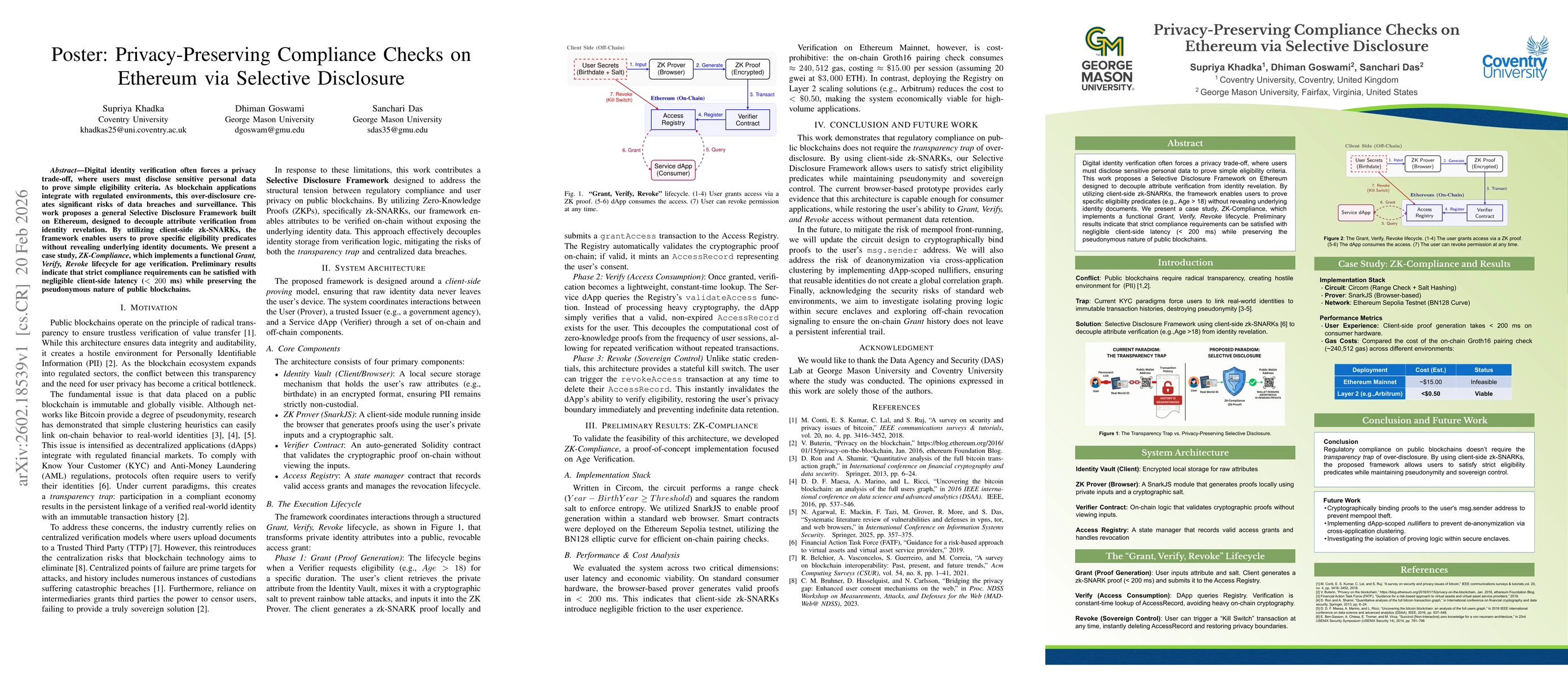 Thumbnail for Poster: Privacy-Preserving Compliance Checks on Ethereum via Selective Disclosure