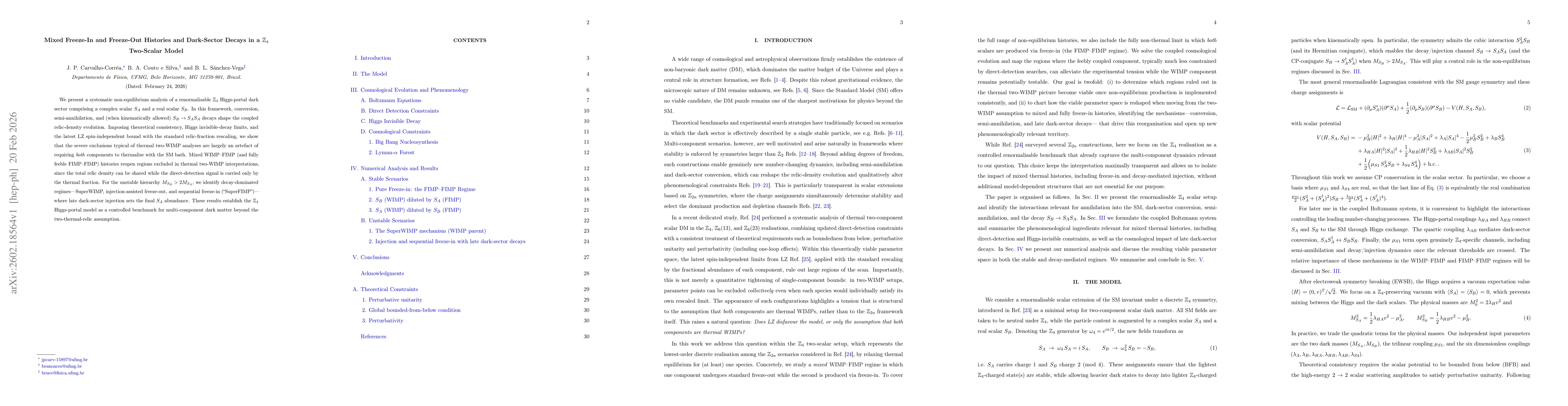 Thumbnail for Mixed Freeze-In and Freeze-Out Histories and Dark-Sector Decays in a $\mathbb{Z}_4$ Two-Scalar Model