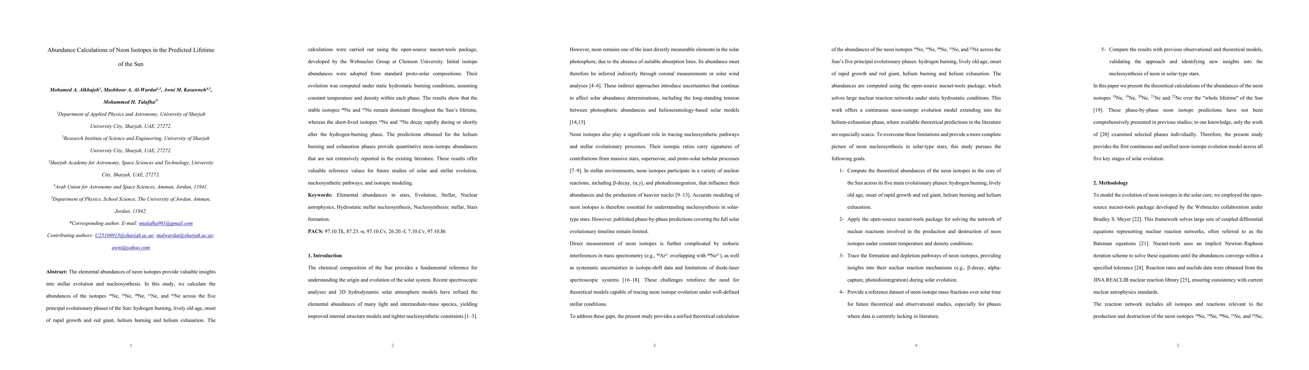 Thumbnail for Abundance Calculations of Neon Isotopes in the Predicted Lifetime of the Sun