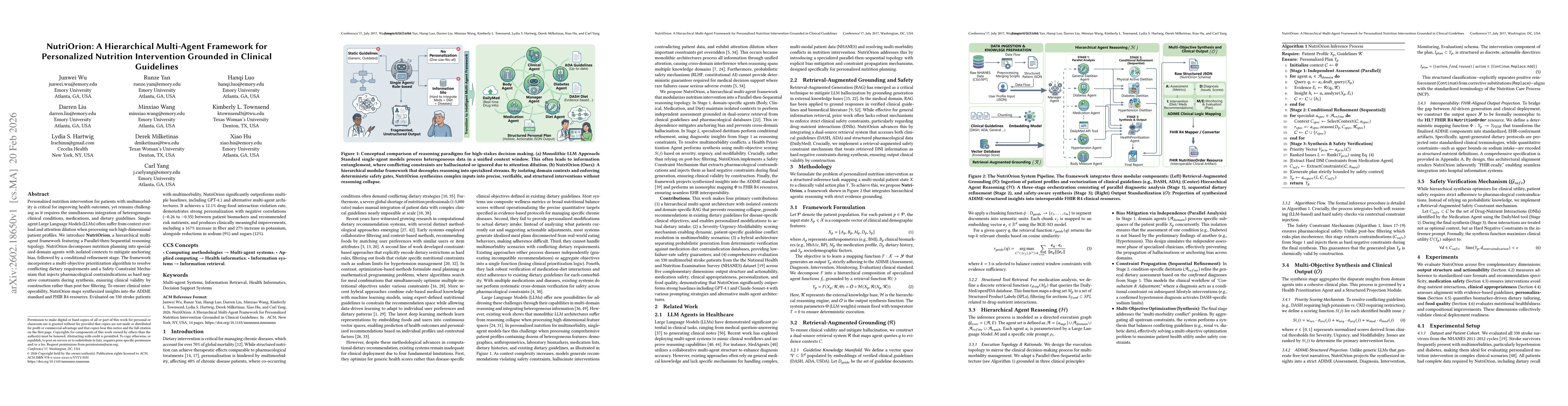 Thumbnail for NutriOrion: A Hierarchical Multi-Agent Framework for Personalized Nutrition Intervention Grounded in Clinical Guidelines