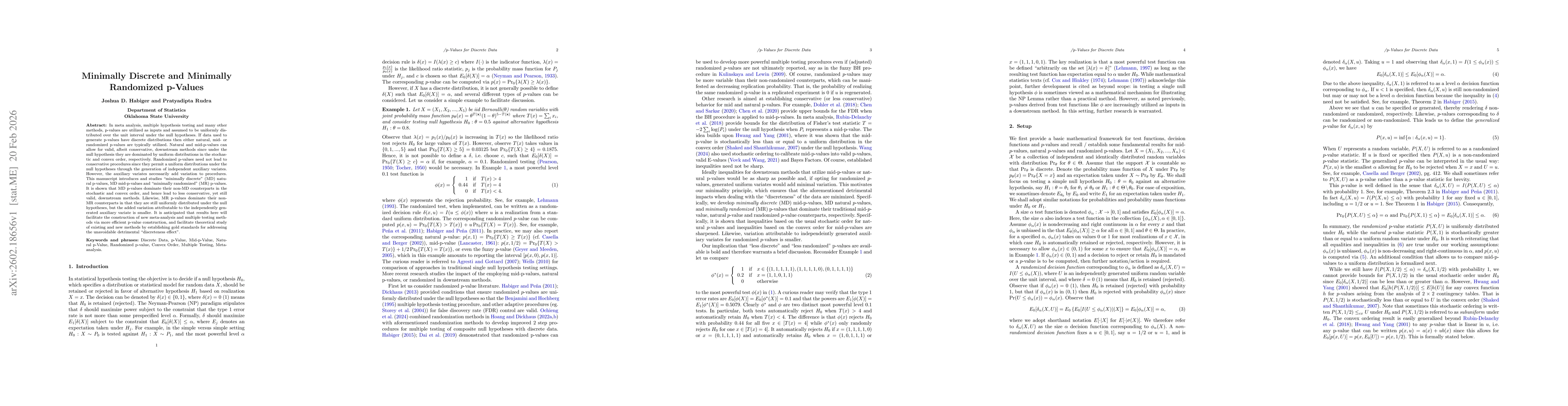 Thumbnail for Minimally Discrete and Minimally Randomized p-Values