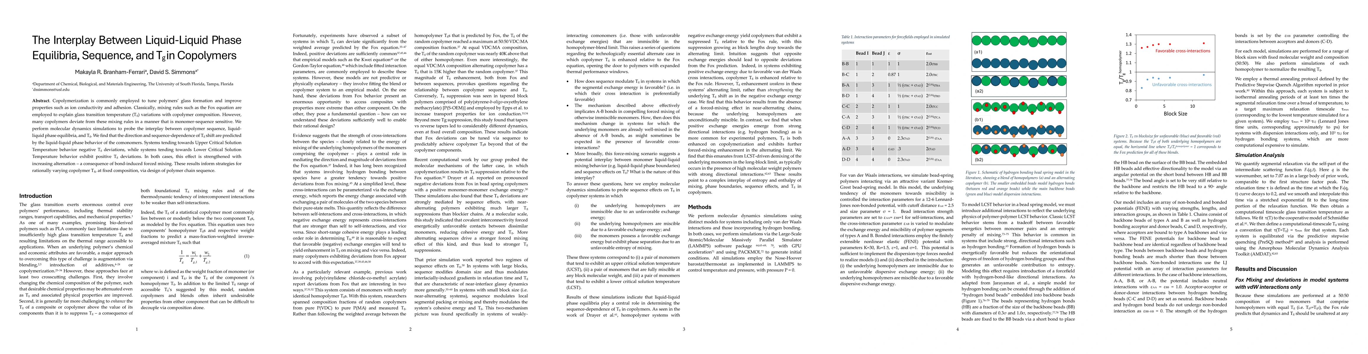 Thumbnail for The Interplay Between Liquid-Liquid Phase Equilibria, Sequence, and Tg in Copolymers