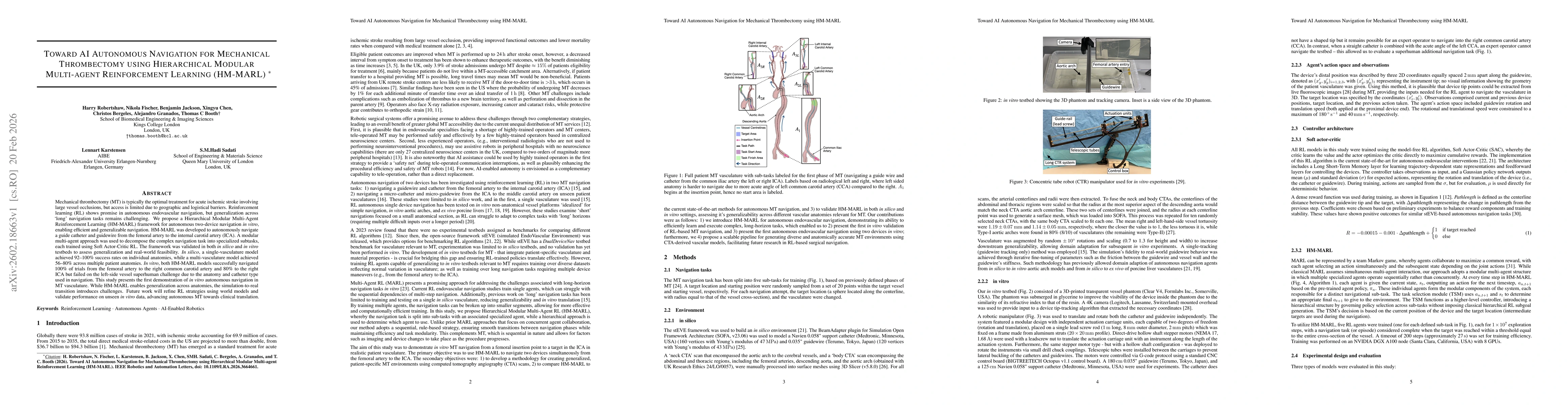 Thumbnail for Toward AI Autonomous Navigation for Mechanical Thrombectomy using Hierarchical Modular Multi-agent Reinforcement Learning (HM-MARL)