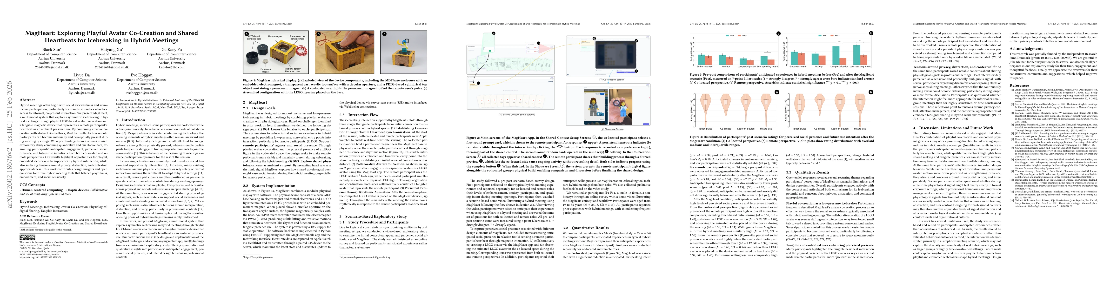 Thumbnail for MagHeart: Exploring Playful Avatar Co-Creation and Shared Heartbeats for Icebreaking in Hybrid Meetings
