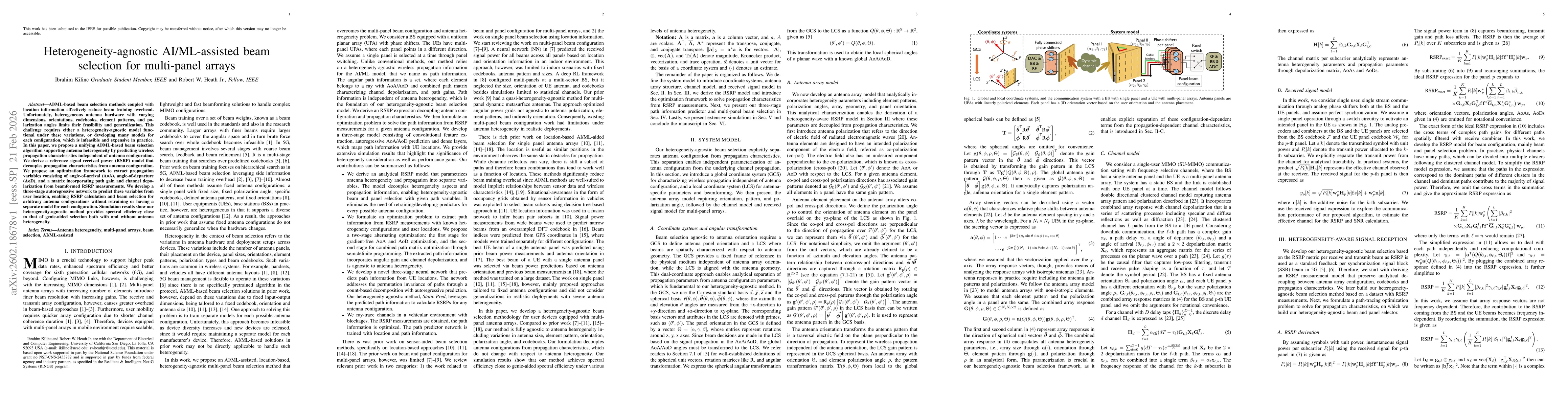 Thumbnail for Heterogeneity-agnostic AI/ML-assisted beam selection for multi-panel arrays