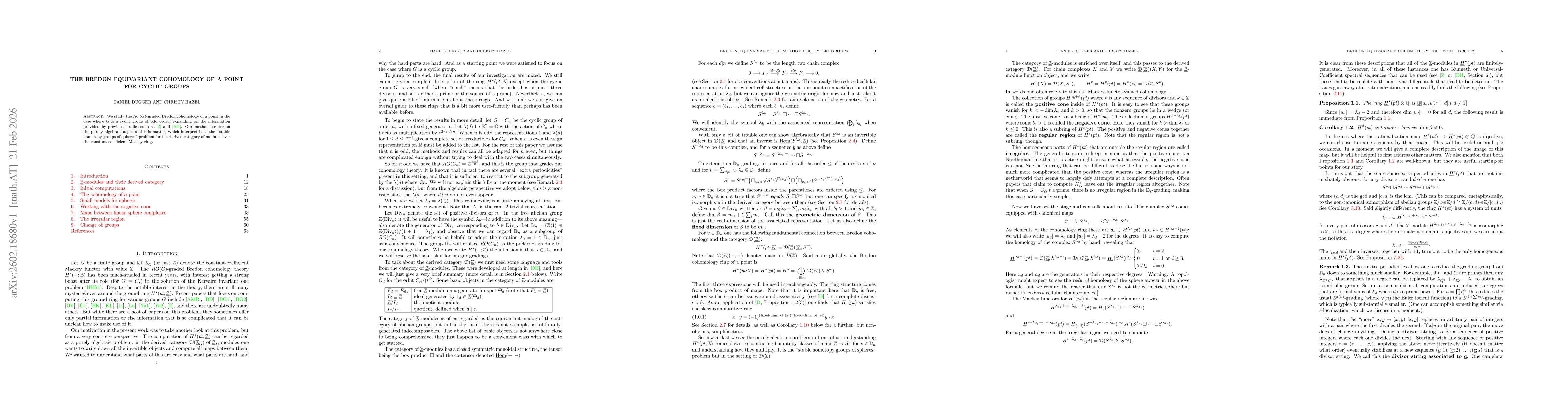Thumbnail for The Bredon equivariant cohomology of a point for cyclic groups