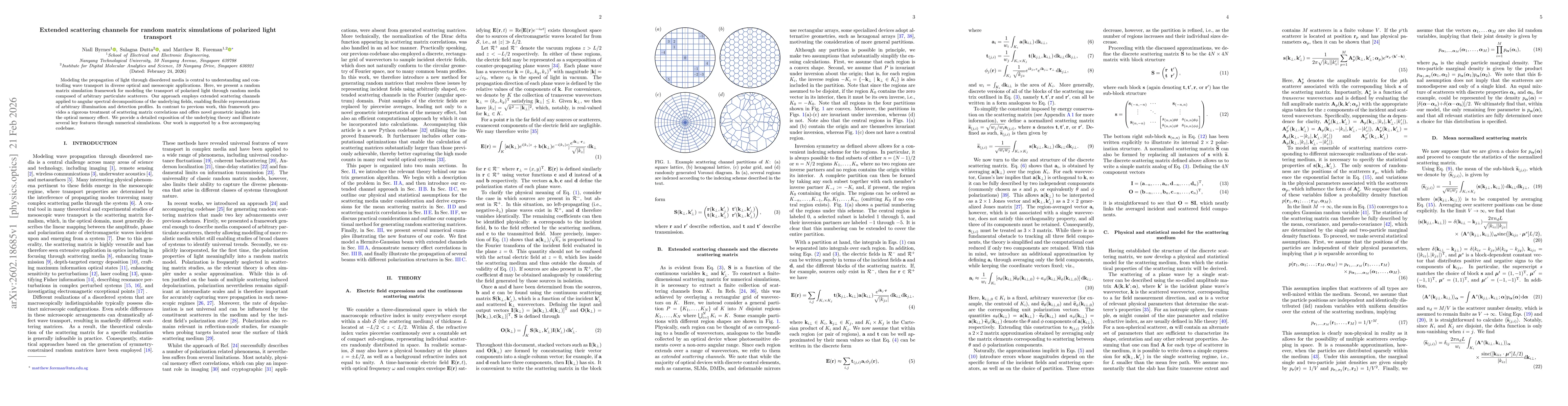 Thumbnail for Extended scattering channels for random matrix simulations of polarized light transport