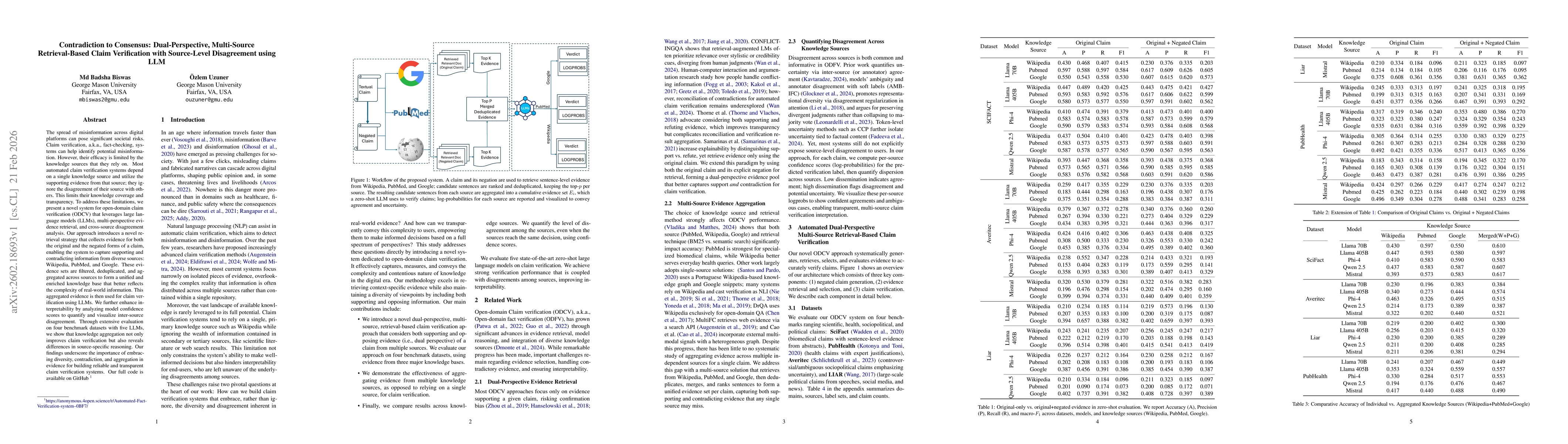 Thumbnail for Contradiction to Consensus: Dual Perspective, Multi Source Retrieval Based Claim Verification with Source Level Disagreement using LLM