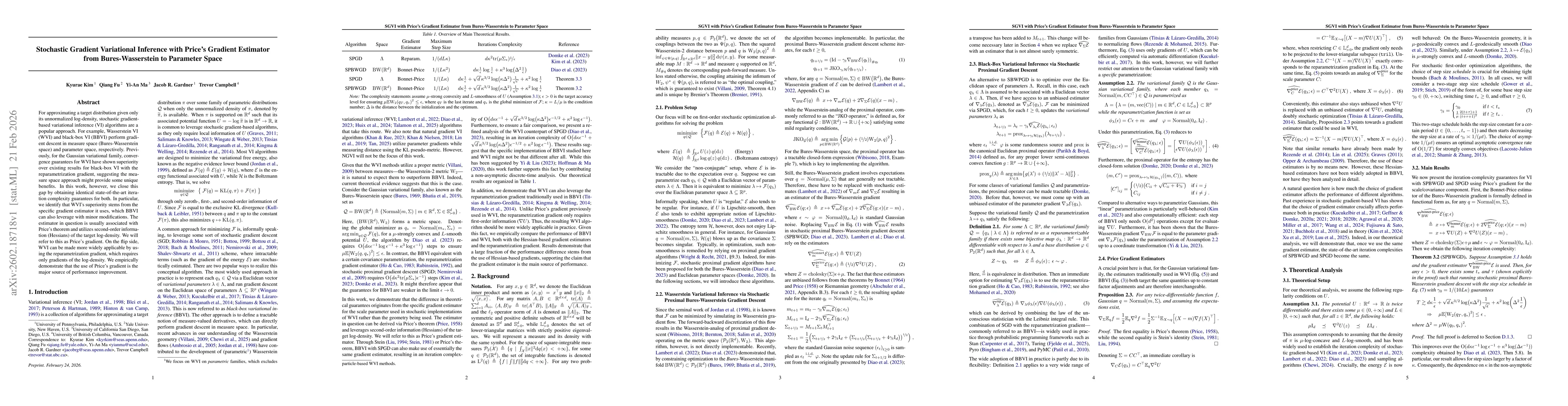 Thumbnail for Stochastic Gradient Variational Inference with Price's Gradient Estimator from Bures-Wasserstein to Parameter Space