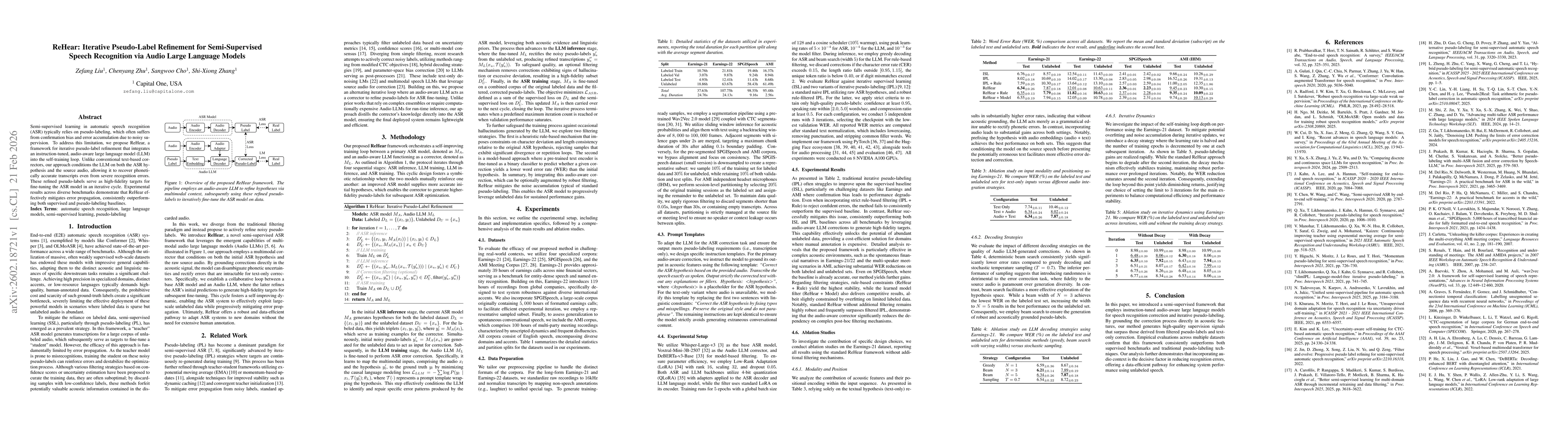 Thumbnail for ReHear: Iterative Pseudo-Label Refinement for Semi-Supervised Speech Recognition via Audio Large Language Models