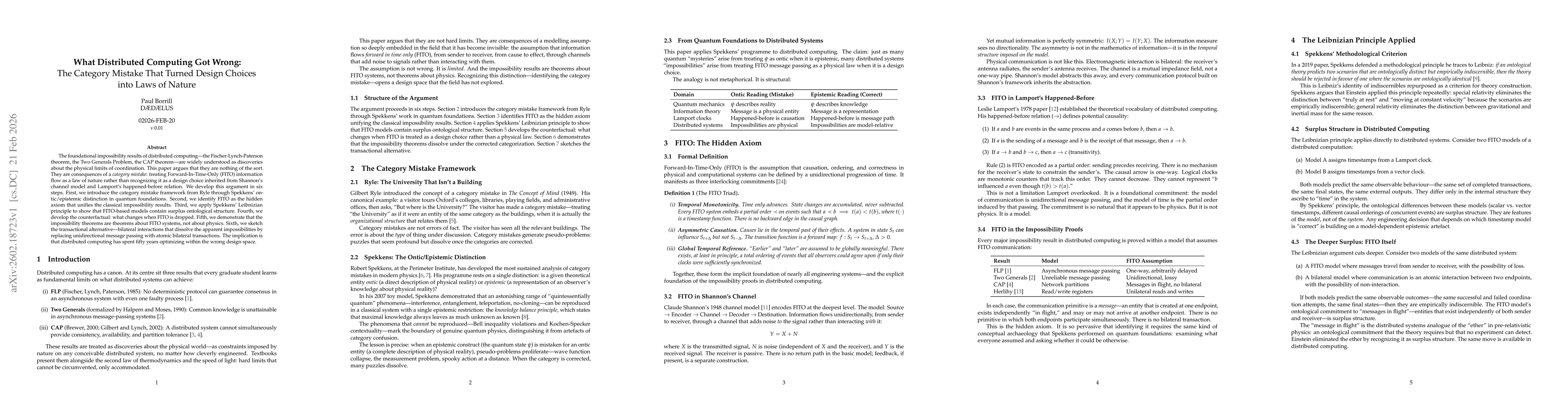 Thumbnail for What Distributed Computing Got Wrong: The Category Mistake That Turned Design Choices into Laws of Nature