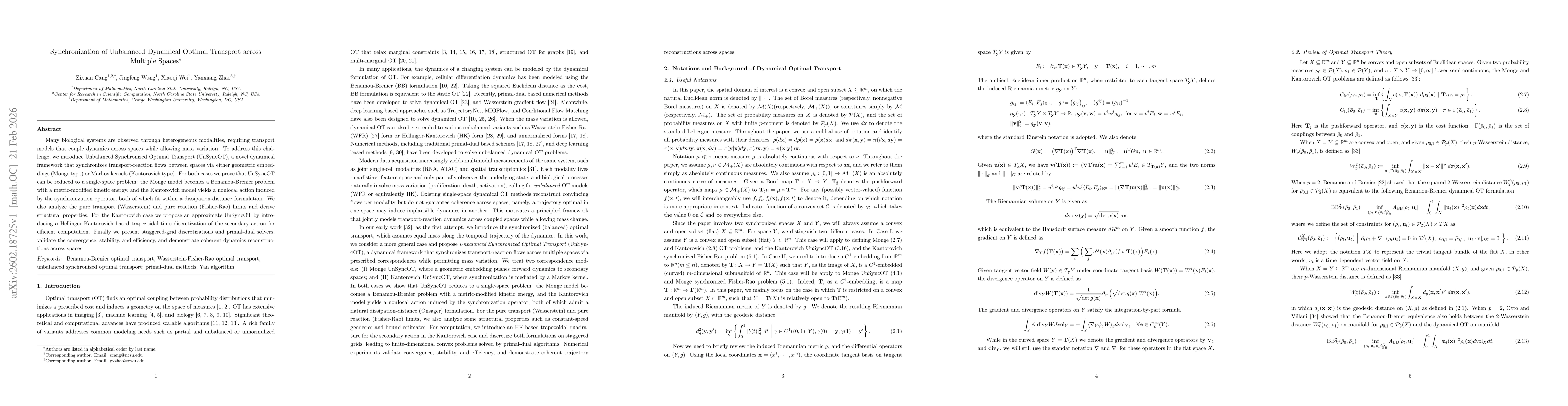 Thumbnail for Synchronization of Unbalanced Dynamical Optimal Transport across Multiple Spaces