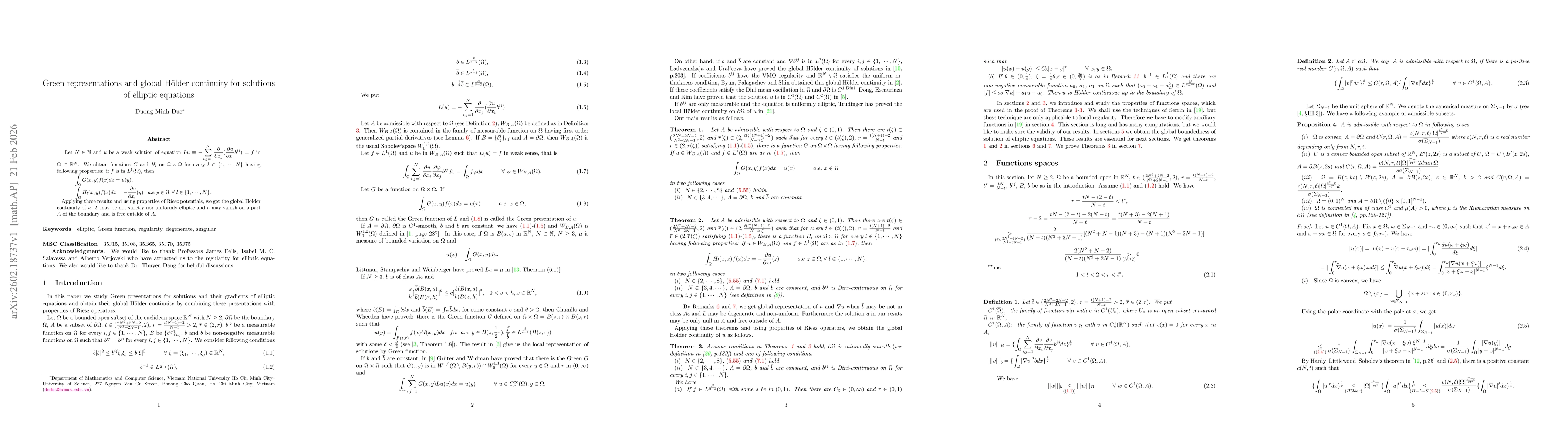 Thumbnail for Green representations and global Hölder continuity for solutions of elliptic equations
