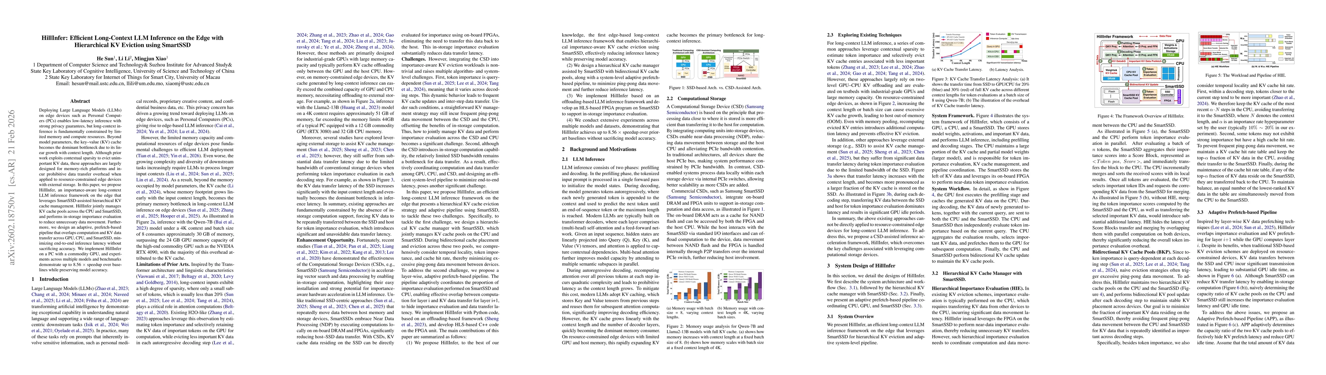 Thumbnail for HillInfer: Efficient Long-Context LLM Inference on the Edge with Hierarchical KV Eviction using SmartSSD