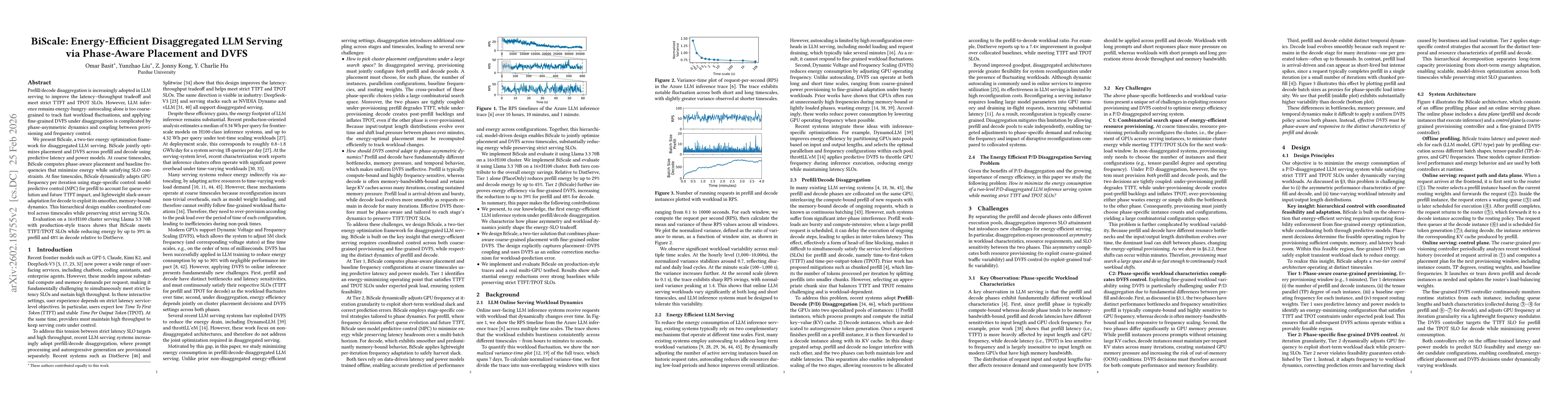 Thumbnail for BiScale: Energy-Efficient Disaggregated LLM Serving via Phase-Aware Placement and DVFS