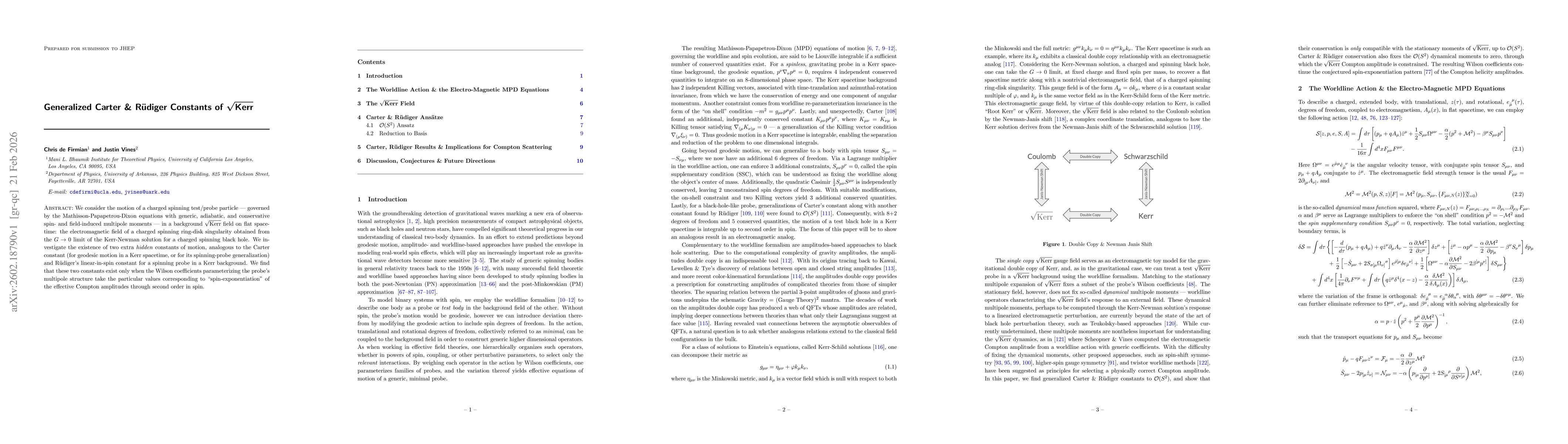 Thumbnail for Generalized Carter & Rüdiger Constants of $\sqrt{\text{Kerr}}$